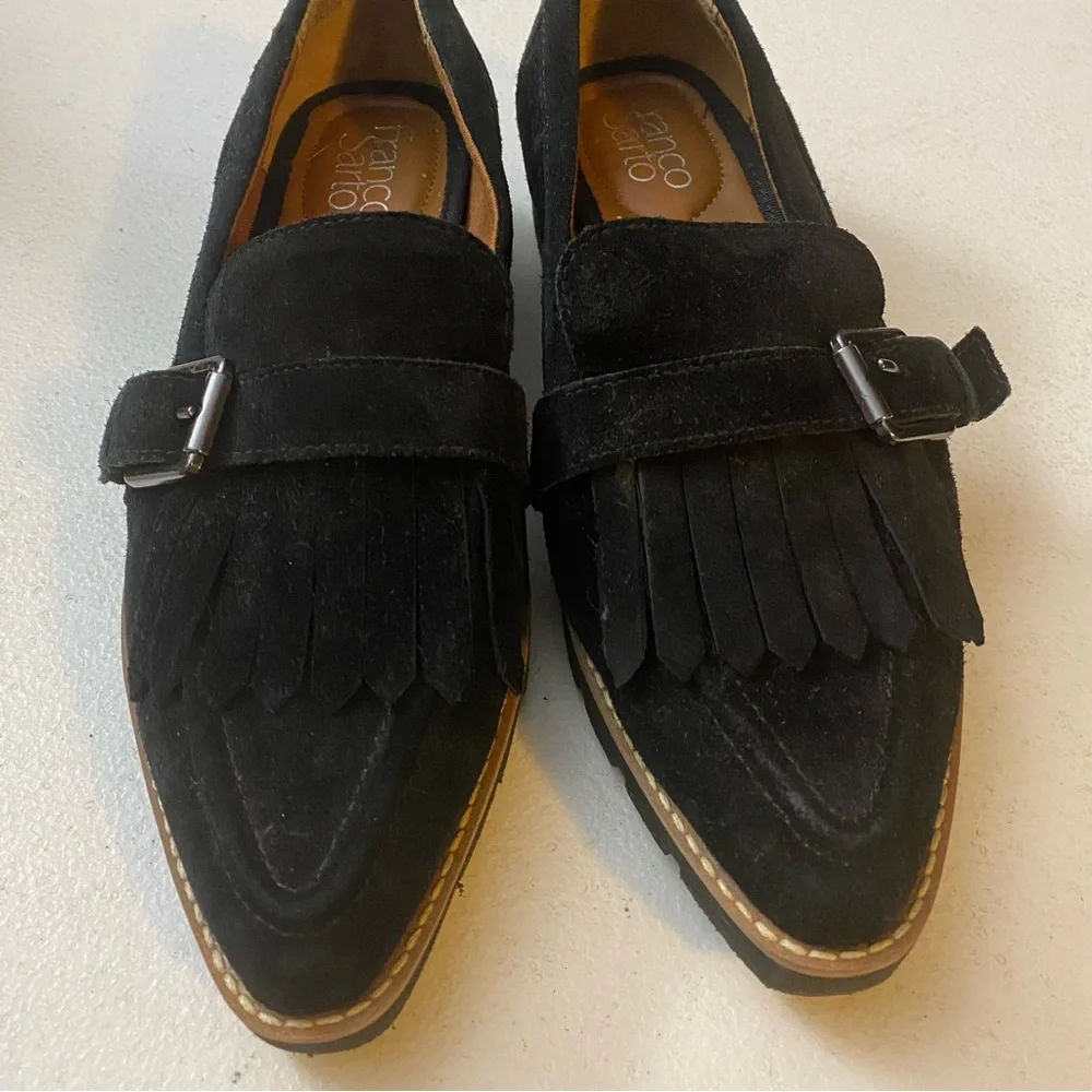 Franco Sarto Shoes Womens Size 8 Darius Black Leather Pointed Toe Loafers - Picture 8 of 10